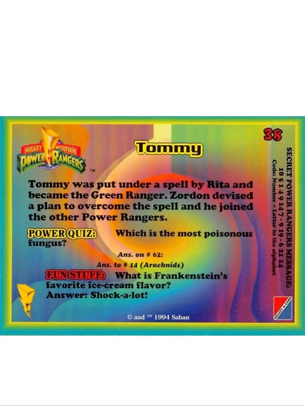 Green Power Ranger🦸🏻 Mighty Morphin Power Rangers Trading Card 🔥 MMPR